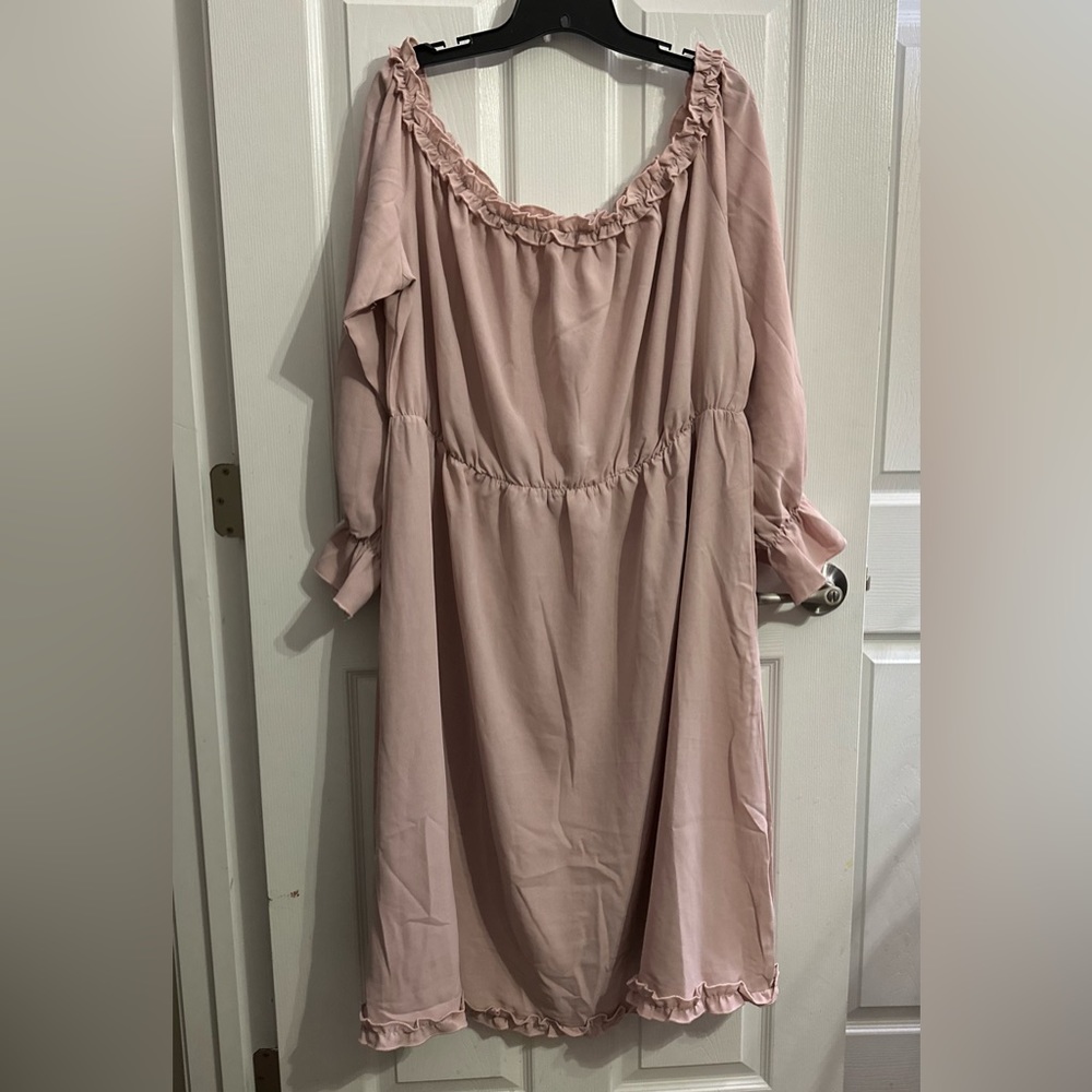 Shein Plus Size Off Shoulder Frill Trim Flounce Sleeve Dress w/o Belt 4X= 20|22W
